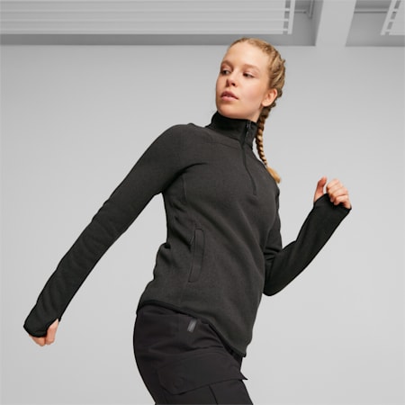 SEASONS Women's Running Fleece, Dark Gray Heather, small