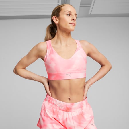 Printed Ultraform Running Bra Women, Koral Ice, small