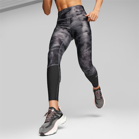 ULTRAFORM High Waist Full Length Printed Women's Running Tights, PUMA Black, small-AUS