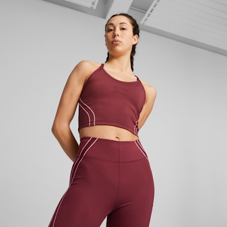 Top corto da training Studio Ultrabare da donna, Dark Jasper, small