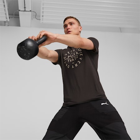 Men's Training Tee, PUMA Black-Q4 Graphic, small-SEA