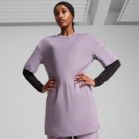 Modest Women's Oversized Training Tee, Pale Plum, small