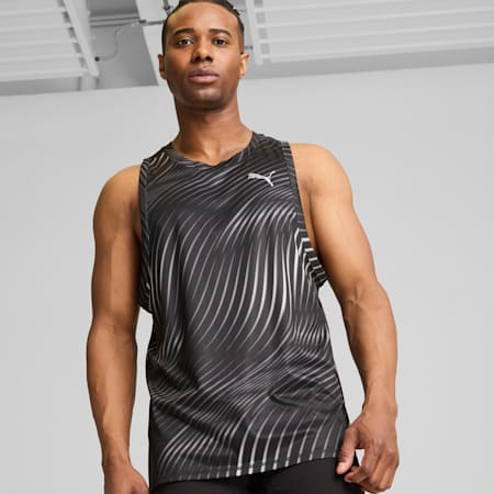 Run Favourite Men's Singlet, PUMA Black-Q3 Print, small-AUS