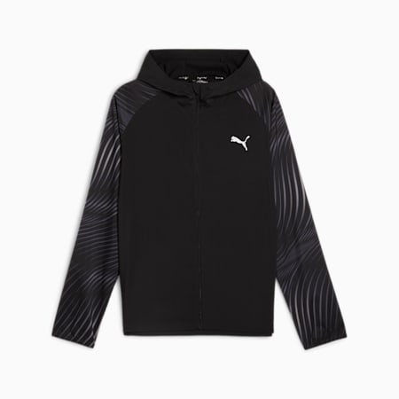 Run Favorite Men's Jacket, PUMA Black-AOP, small-AUS