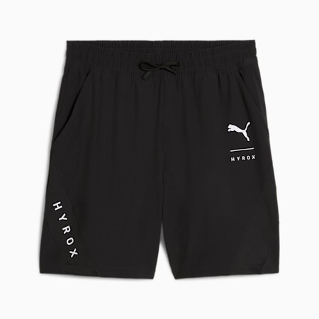 Shorts da training in tessuto PUMA Fit HYROX 7’’ da uomo, PUMA Black-Silver, small
