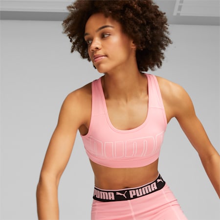 Puma, Tops, Puma Crop Top Sports Bra Pink Evostripe Evoknit Workout  Racerback Size Large