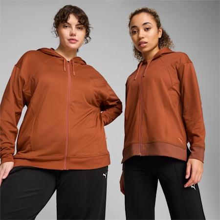 WOMEN'S CLOUDSPUN FULL-ZIP TRAINING HOODIE, Teak, small-PHL