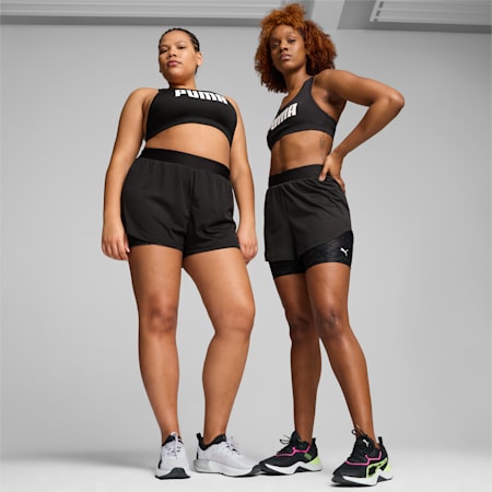 Shorts de entrenamiento PUMA FIT de malla 2 en 1 para mujer, PUMA Black, small