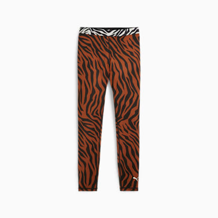 LEGGINSY TRENINGOWE 7/8 ANIMAL REMIX Z WYSOKIM STANEM, Teak, small