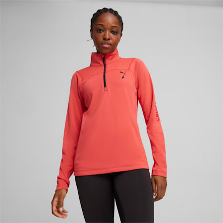 SEASONS Long Sleeve Women's Running Shirt, Active Red, small