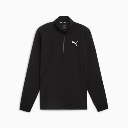 PUMA FIT Woven Men's Quarter Zip Sweater, PUMA Black, small-NZL