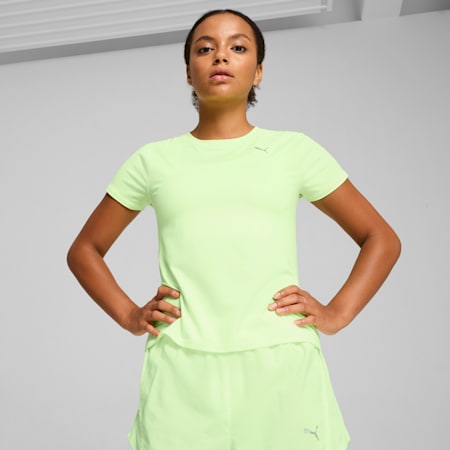 CLOUDSPUN Short Sleeve Running Tee Women, Fizzy Apple, small-THA