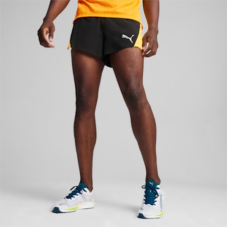 RUN VELOCITY Men's 3" Running Shorts, PUMA Black-Sun Stream, small