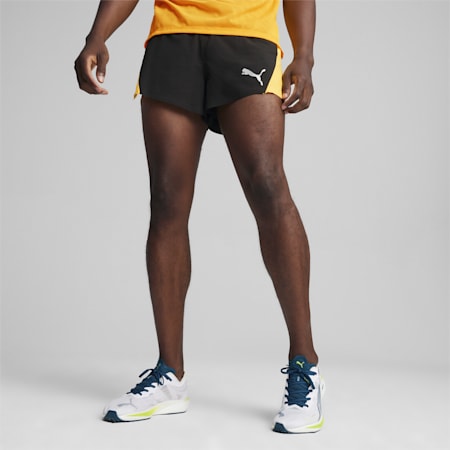 RUN VELOCITY Men's 3" Running Shorts, PUMA Black-Sun Stream, small-PHL