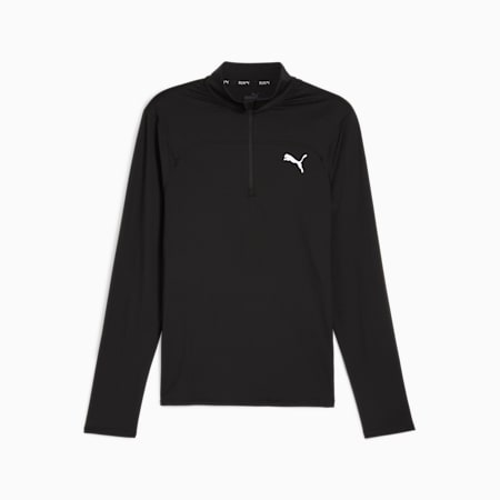 Pullover Quarter-Zip Pria RUN CLOUDSPUN, PUMA Black, small-IDN