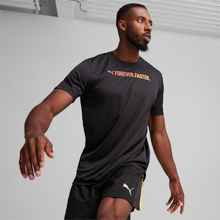 RUN "FAVORITE" Men's Graphic Tee, PUMA Black-Forever Faster, small-PHL