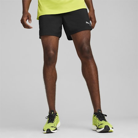 RUN FAVORITE VELOCITY Men's 5" Shorts, PUMA Black-Lime Pow, small-NZL