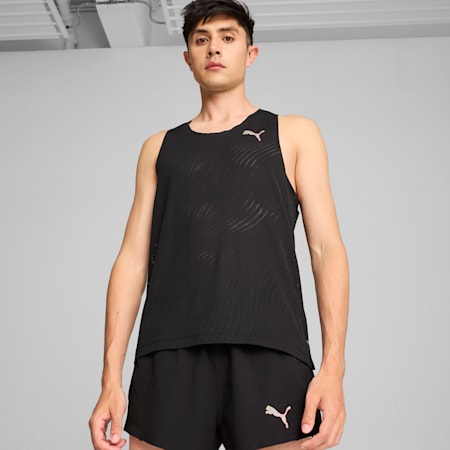 RUN ULTRASPUN Men's Running Singlet, PUMA Black-AOP, small-IDN