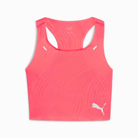 RUN ULTRASPUN Women's Running Crop Top, Sunset Glow-Fireglow, small-IDN