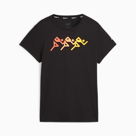 Run Fave Graphic Short Sleeve Women's Tee, PUMA Black-road to paris, small-SEA