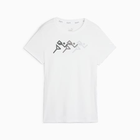 Run Fave Graphic Short Sleeve Women's Tee, PUMA White-Road to Paris, small-SEA