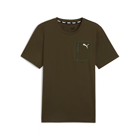 Men's Poly Cargo Tee, Dark Olive, small-AUS