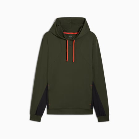 CLOUDSPUN Men's Hoodie, Dark Olive-PUMA Black, small-AUS