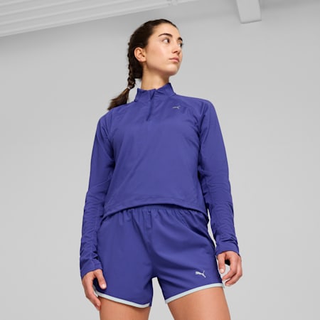 Polo manga larga y cierre RUN CLOUDSPUN para mujer, Lapis Lazuli, small-PER