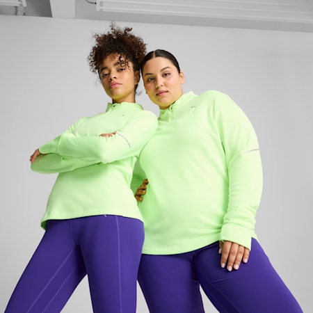 Haut en polaire à 1/2 zip PUMA RUN Grid Femme, Fizzy Apple, small-DFA