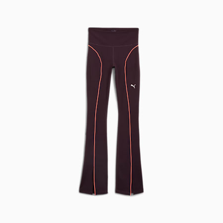 CLOUDSPUN High-Waist Flare Pants Women, Midnight Plum-Sunset Glow, small