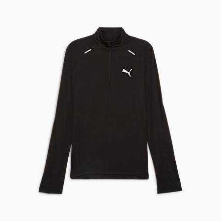 Polo manga larga y cierre RUN CLOUDSPUN para hombre, PUMA Black, small-PER