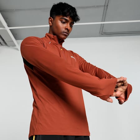 Polo manga larga y cierre RUN CLOUDSPUN para hombre, Mars Red, small-PER