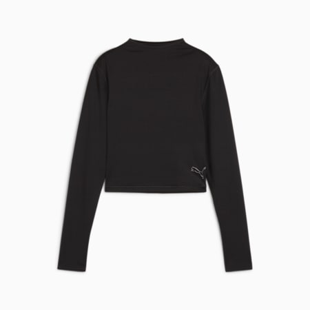 INTERGALACTIC Long Sleeve Crop Top Women, PUMA Black, small