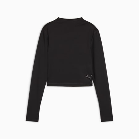 INTERGALACTIC Long Sleeve Crop Top Women, PUMA Black, small-SEA