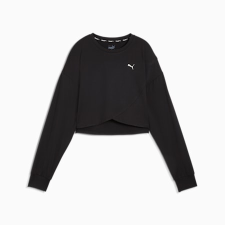 Sudadera de cuello redondo CLOUDSPUN Crossover para mujer, PUMA Black, small