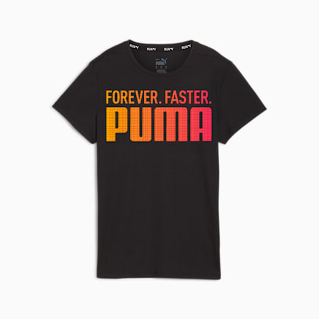 PUMA RUN Fav Graphic Tee Women, PUMA Black, small-SEA