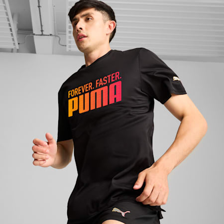 남성 러닝 페이보릿 포에버 페스터 반팔 티셔츠<br>RUN FAVORTIES FOREVER FASTER TEE M, PUMA Black, small-KOR