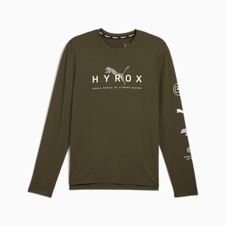 PUMA x HYROX Run Long Sleeve Tee Men, Dark Olive, small