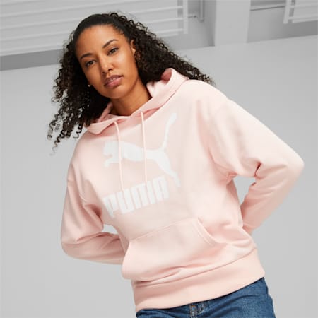 Classics Logo Women s Hoodie Rose Dust PUMA Hoodies PUMA