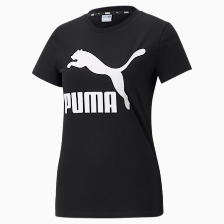 เสื้อยืดคอกลมผู้หญิง Classics Logo Tee, Puma Black, small-THA