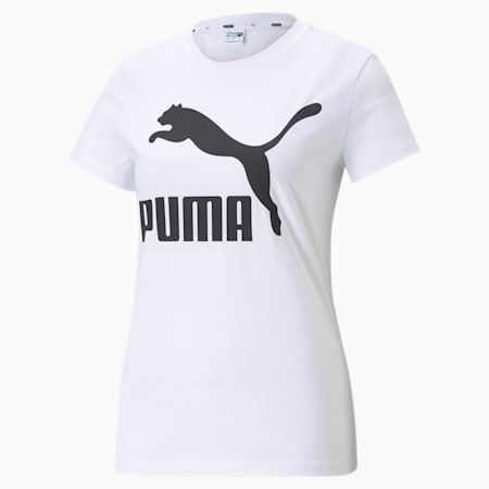 Classics T-shirt met logo dames, Puma White, small