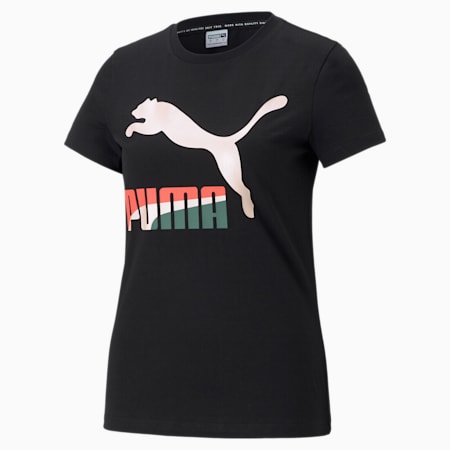 Classics Logo Women's Tee, Puma Black-Multi, small-SEA