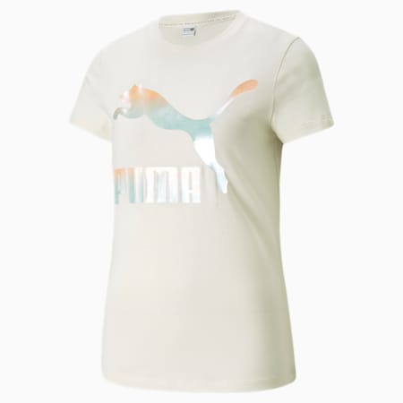 Classics Logo Damen T-Shirt, Ivory Glow-Gloaming, small