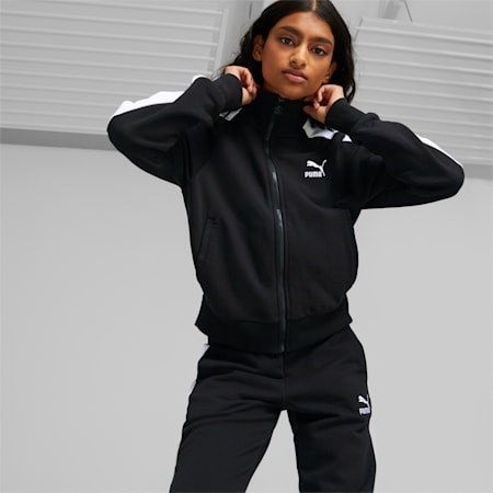 PUMA T7 Bedruckte Trainingsjacke in Grau Training Damen Bekleidung Sport- und Fitnesskleidung Trainingsanzüge und Jogginganzüge 