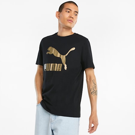 Classics Men's Logo Tee, Puma Black-gold, small-SEA