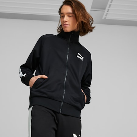 แจ็คเก็ตกีฬาผู้ชาย Iconic T7 Men's Track Jacket, Puma Black, small-THA