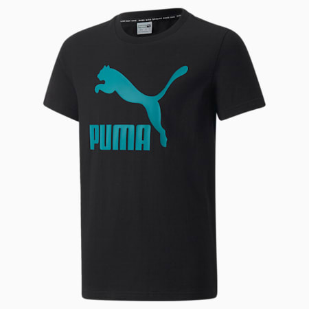 Camiseta Classics B juvenil, Puma Black-Deep aqua, small
