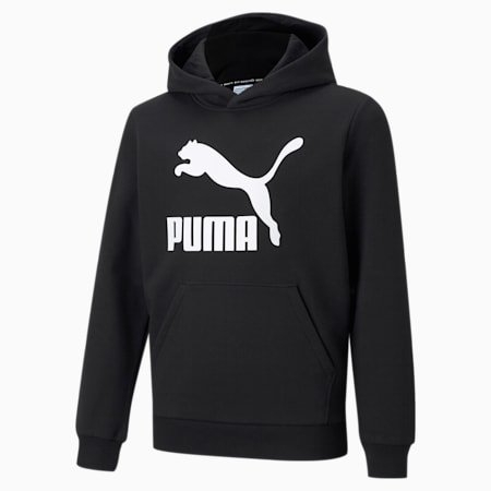 Classics Logo Youth Hoodie, Puma Black, small-AUS