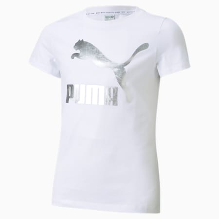 Classics Logo-T-shirt voor jongeren, Puma White, small