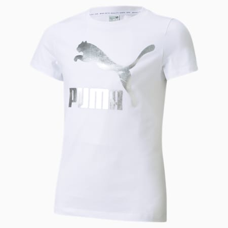 Classics Logo T-shirt jongeren, Puma White, small